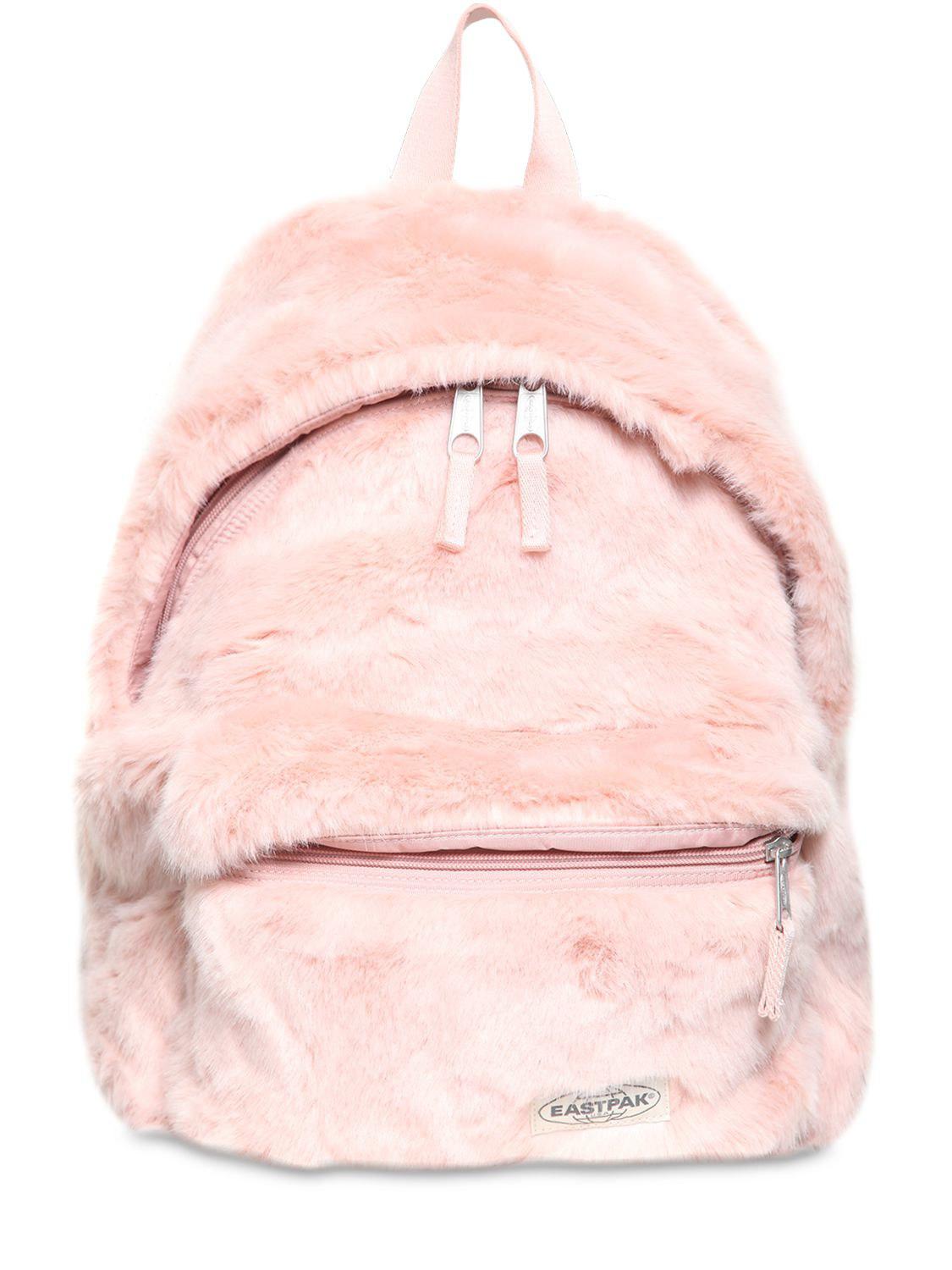 Eastpak Leather 24l Padded Pak'r Faux Fur Backpack in Pink - Lyst