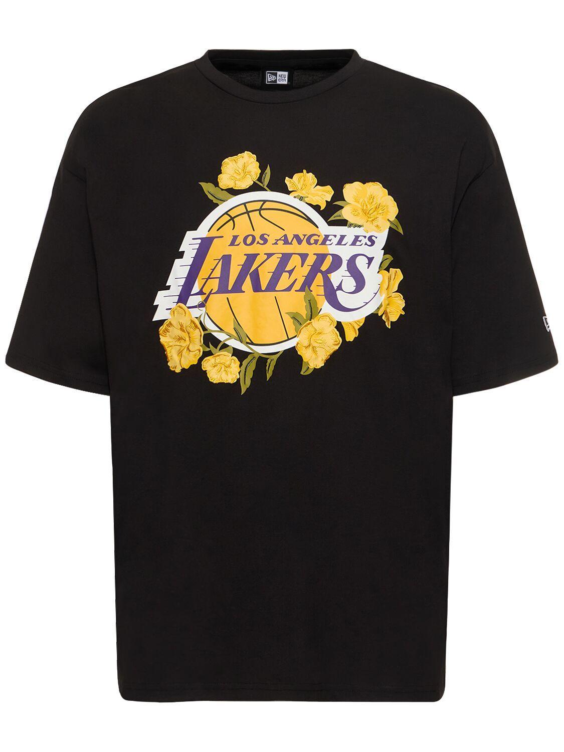 LA Lakers NBA Infill Logo White Oversized T-Shirt