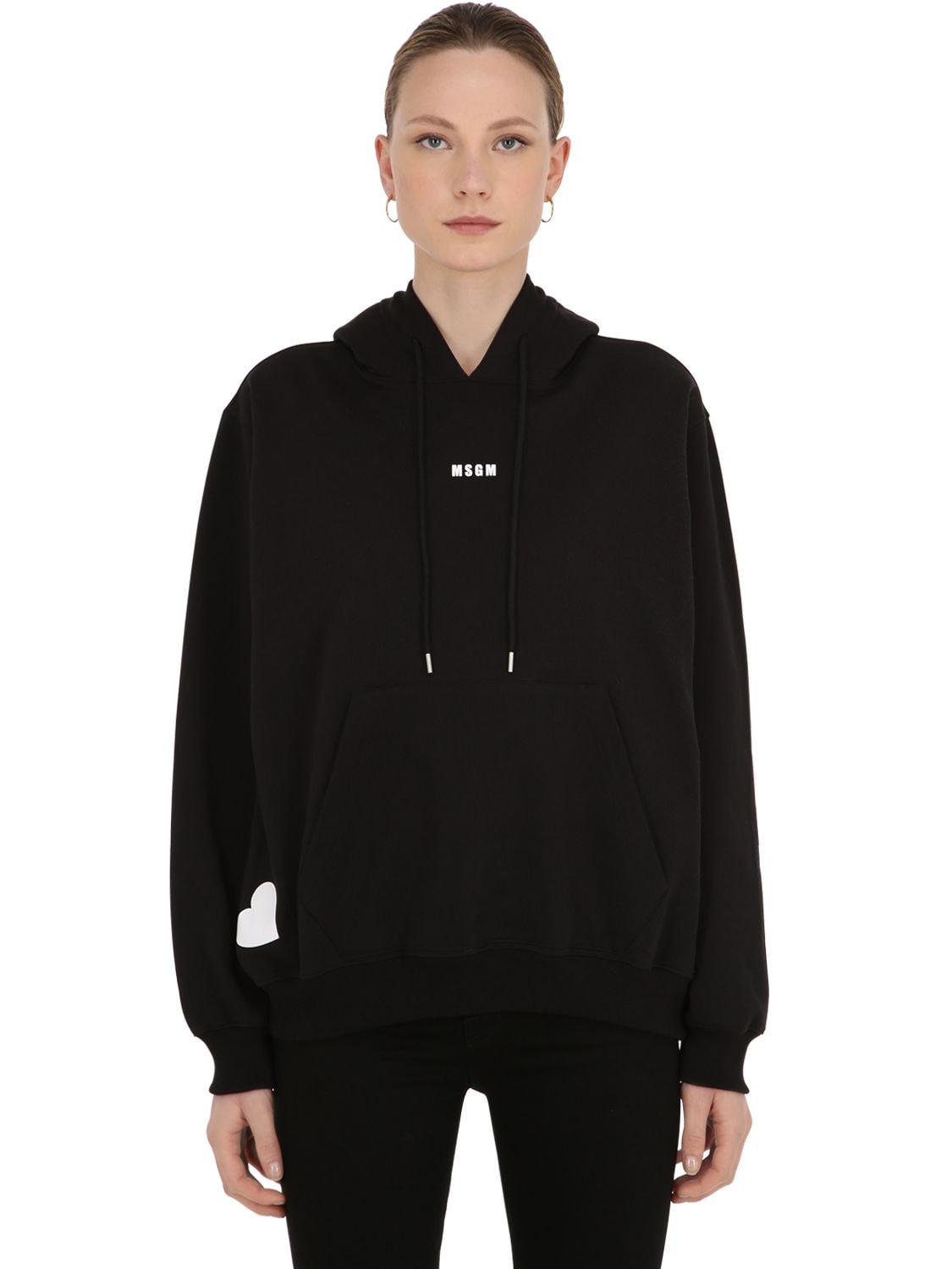 MSGM Exclusive Love Print Sweatshirt Hoodie in Black - Lyst