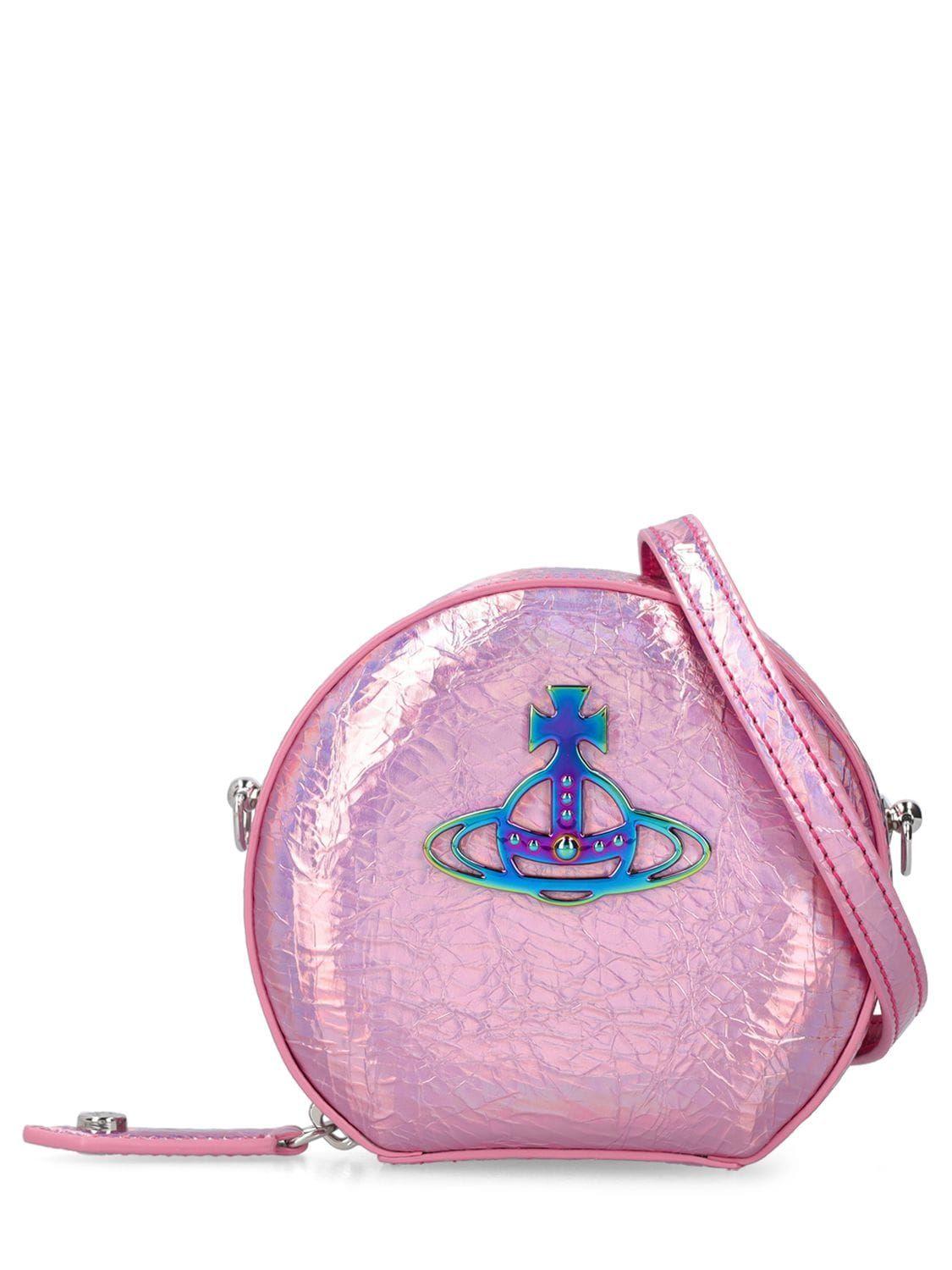 Vivienne Westwood Mini Round Iridescent Faux Leather Bag in Pink