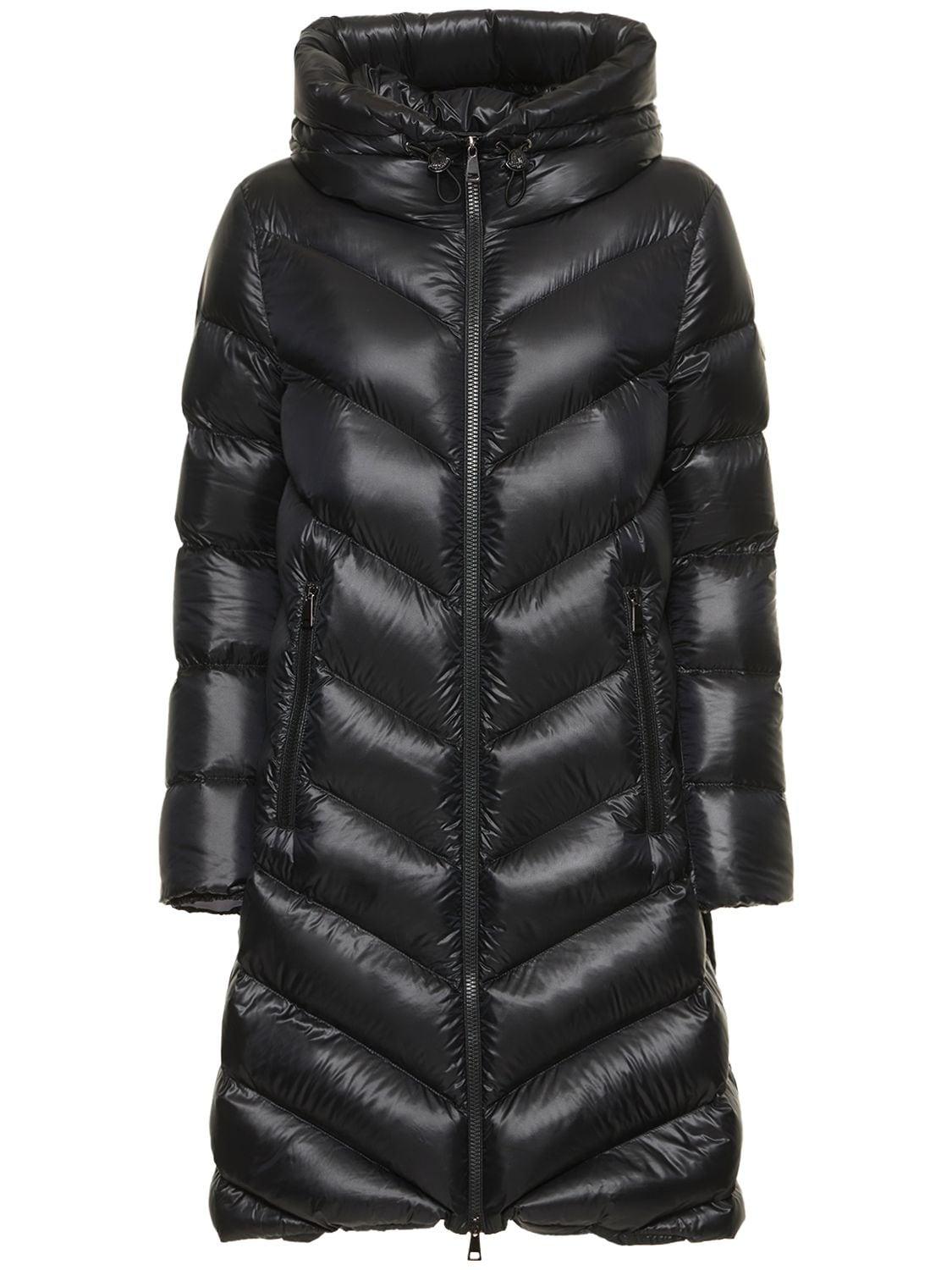 Moncler Cambales Long Down Jacket in Black | Lyst