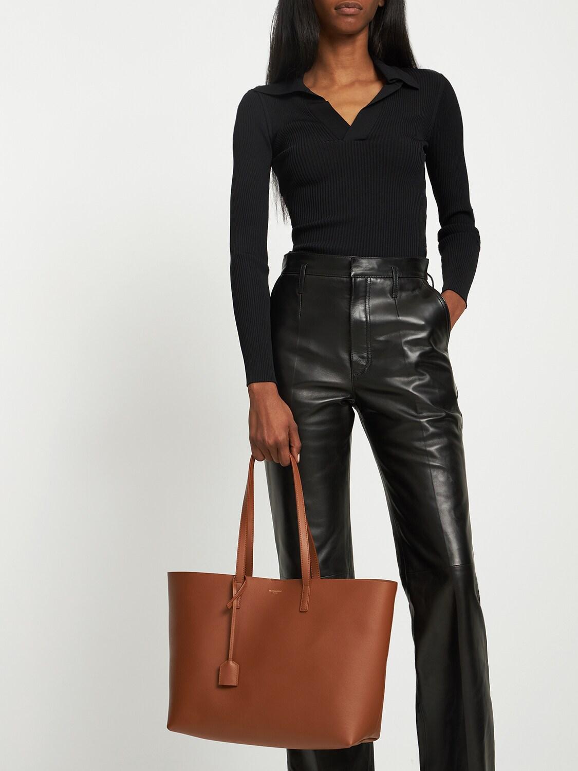 Saint Laurent Smooth Leather Tote Bag in Black | Lyst Australia