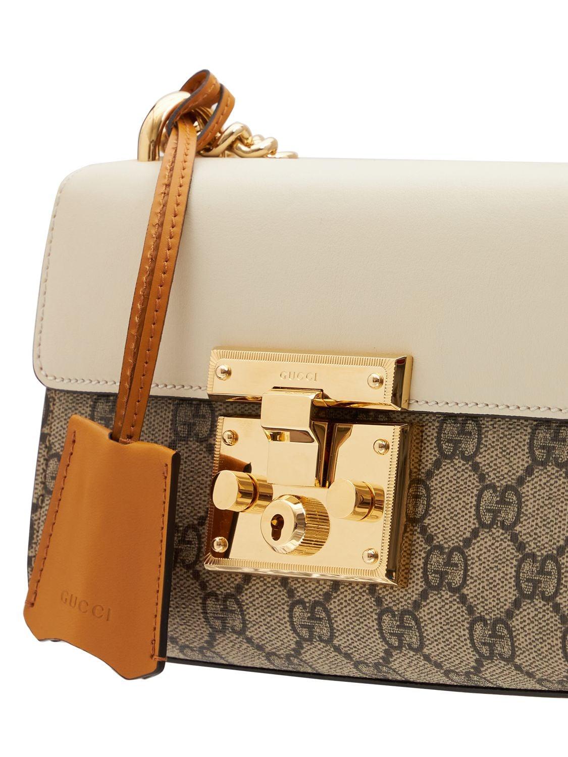 Padlock mini bag in beige and ebony GG Supreme