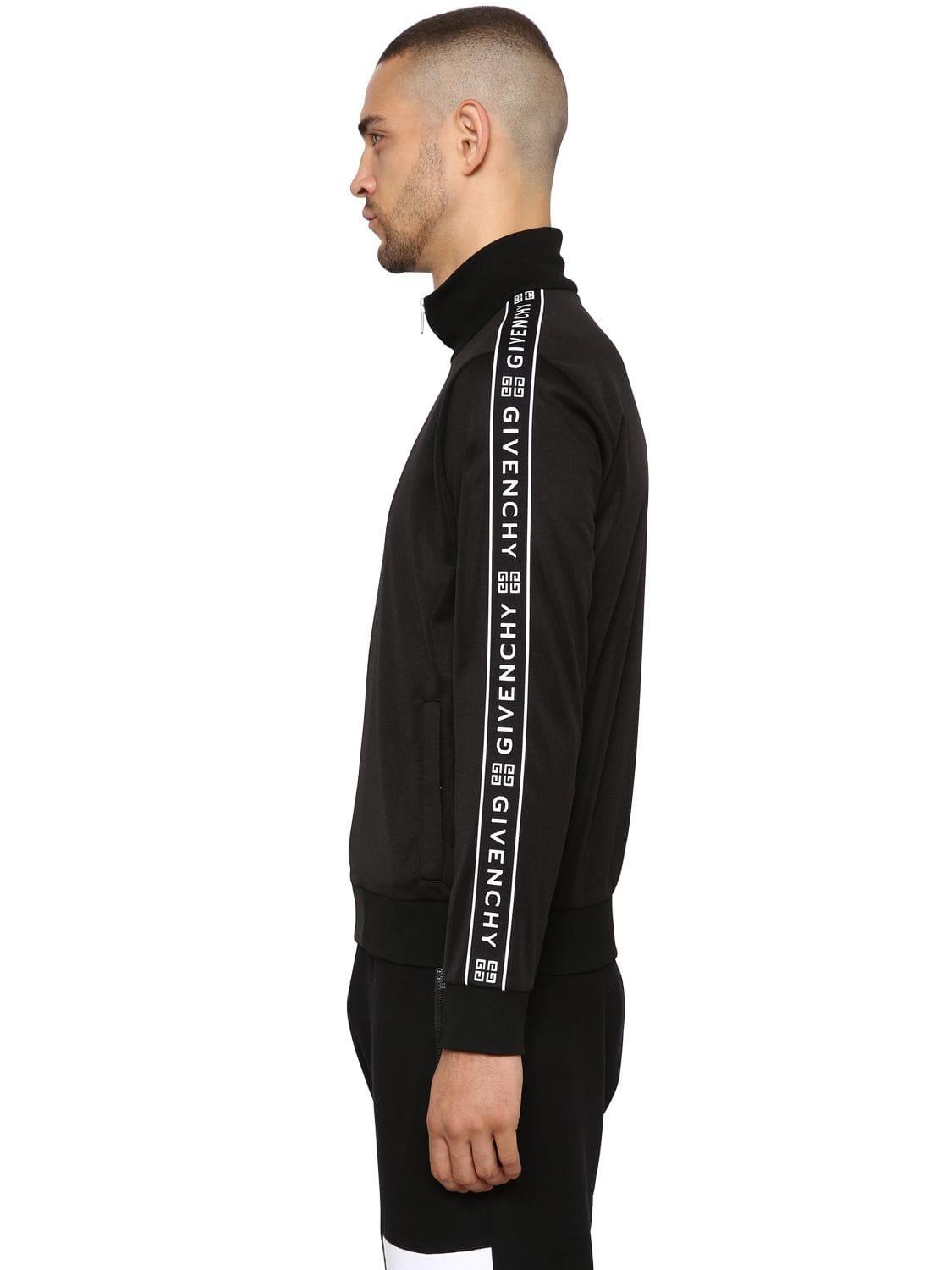 Givenchy Ticker Sleeve Logo Zip Up Track Jacket Black for Men | Lyst