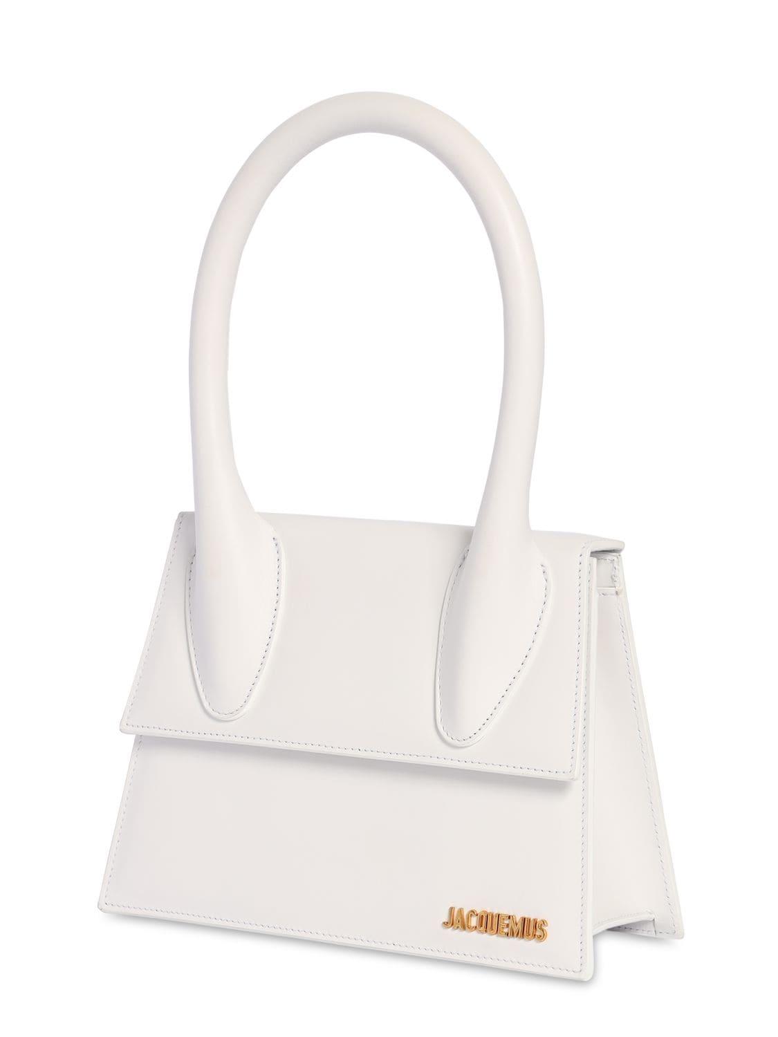 Jacquemus Le Grand Chiquito Leather Top Handle Bag in White | Lyst UK