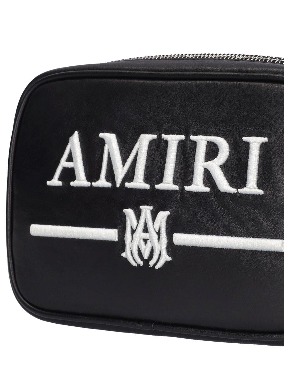 Amiri Embroidered Leather Camera Case Bag in Black for Men Amiri Embroidered Leather Camera Case Bag in Black for Men