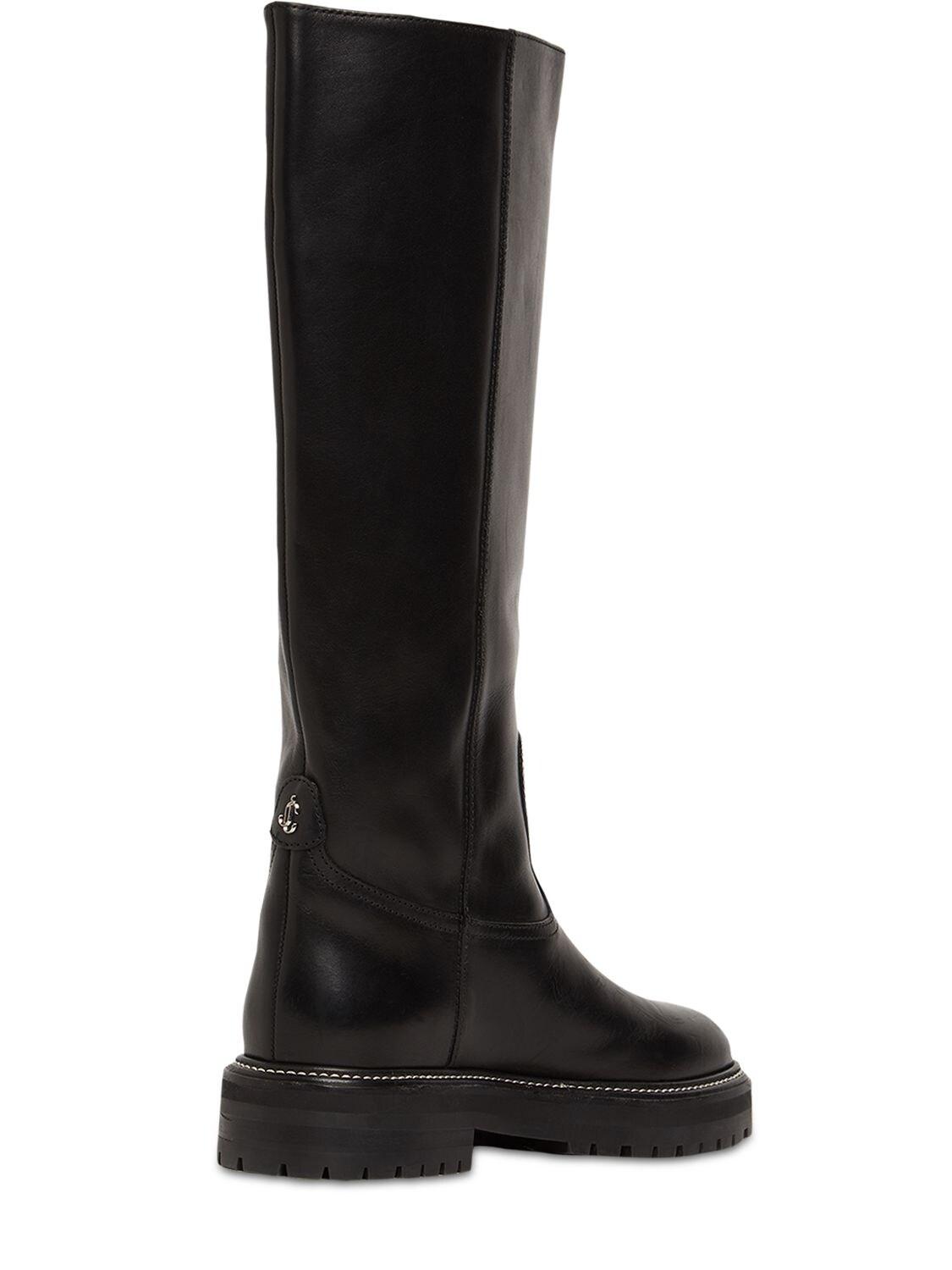 Jimmy Choo 20mm Yomi Tall Leather Boots in Black | Lyst