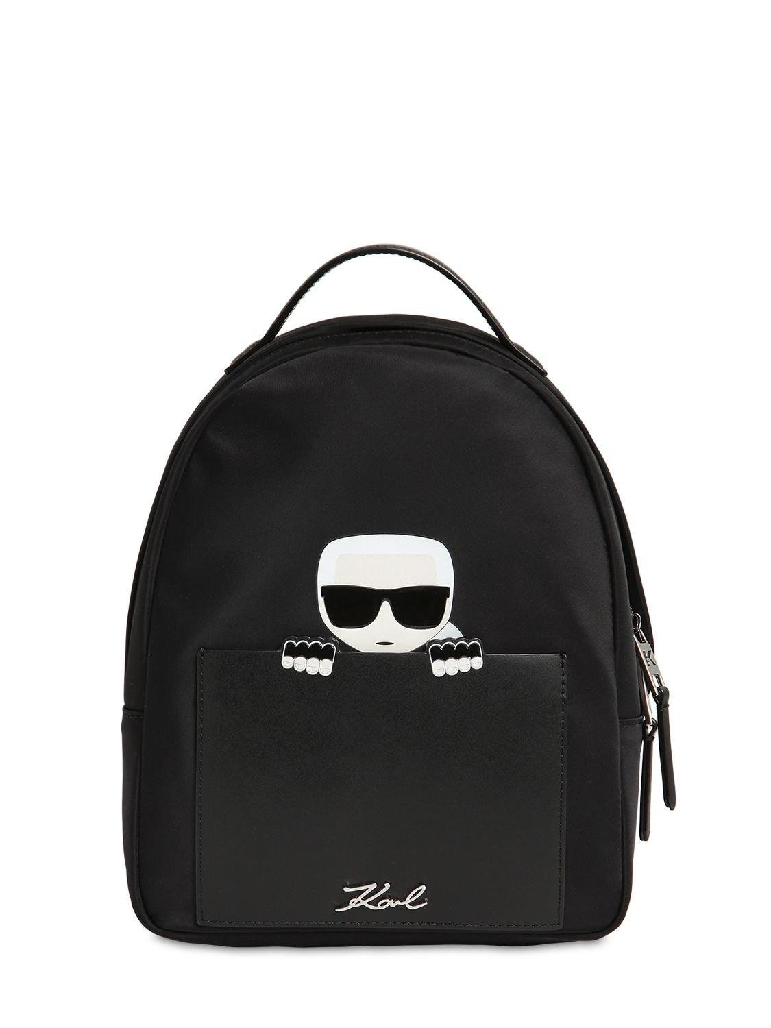 Karl Lagerfeld Small Karl Ikonik Nylon Backpack in Black | Lyst Canada