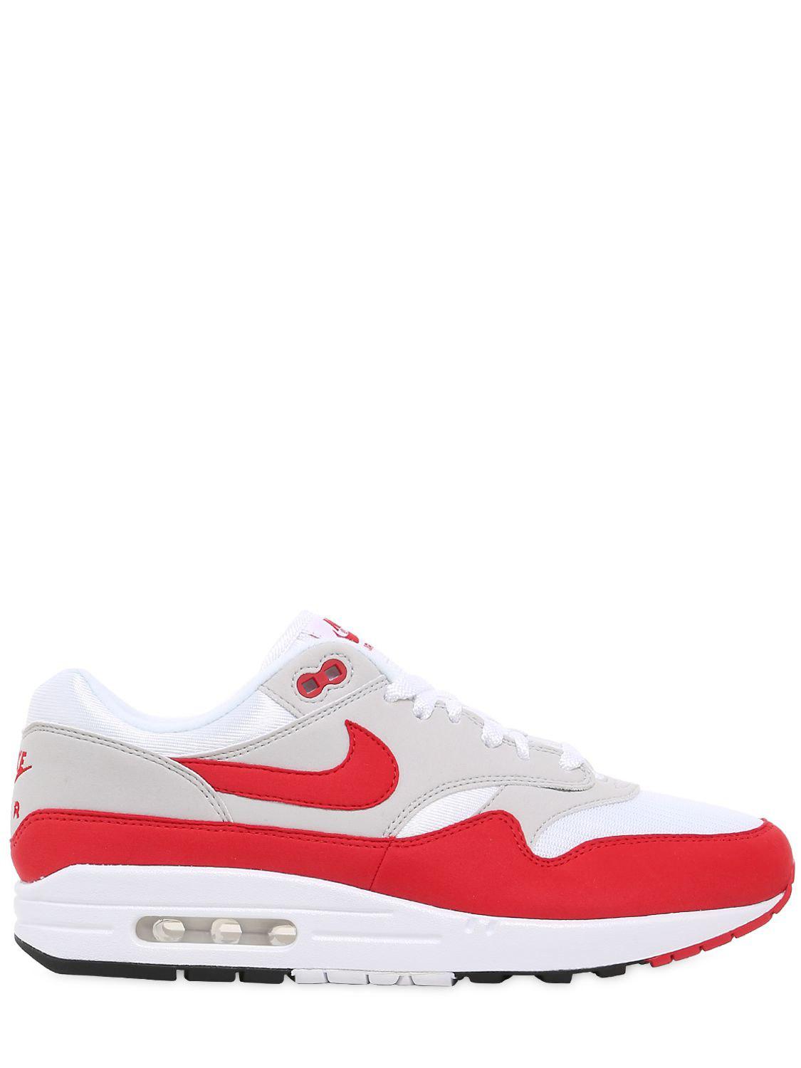 Nike Air Max 1 Og Mesh & Suede Sneakers in White/Red (White) for Men | Lyst