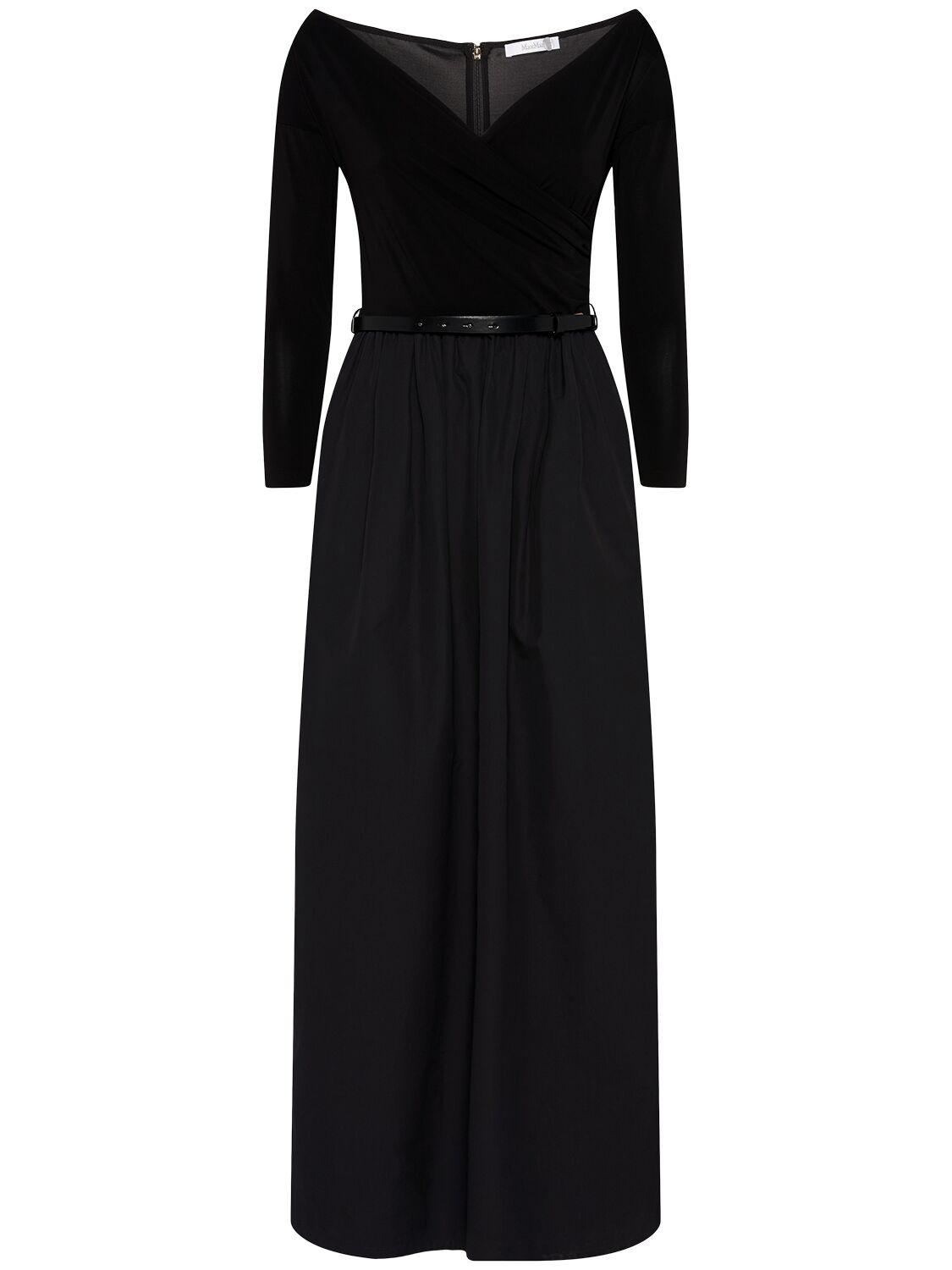 ワンピース MAX MARA Kaiser cotton poplin and jersey dress Cotton poplin and jersey dress, black | 