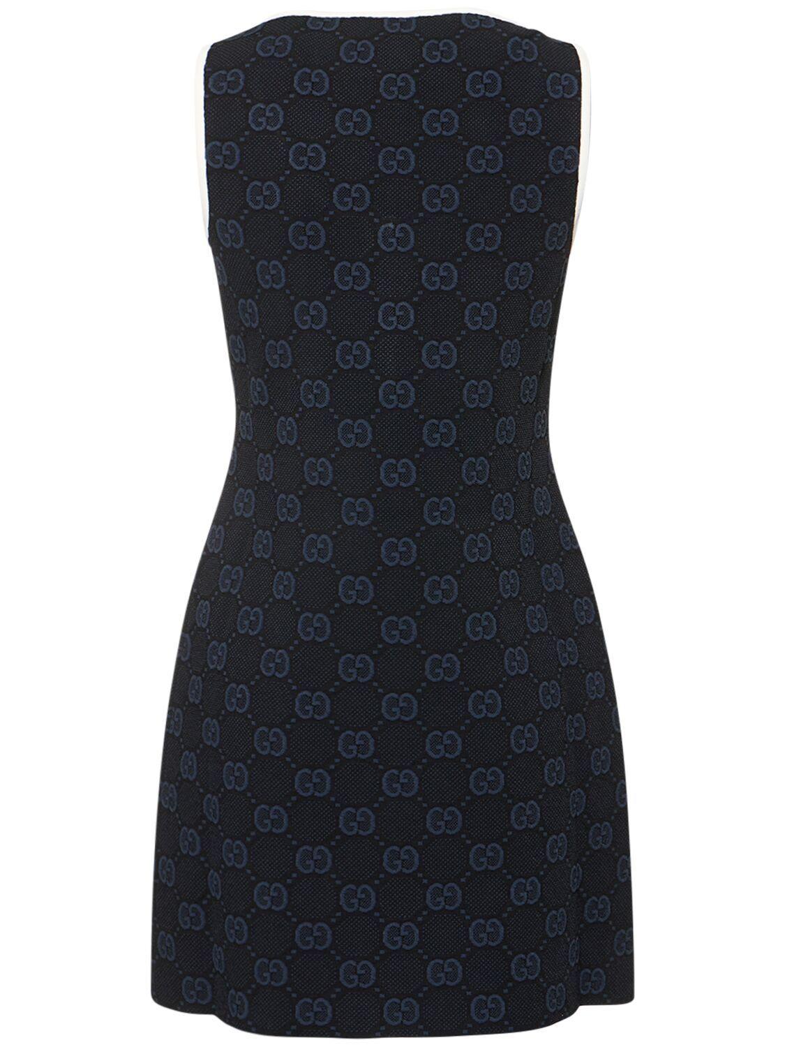 Gucci Logo-pattern Regular-fit Knitted Mini Dres in Black