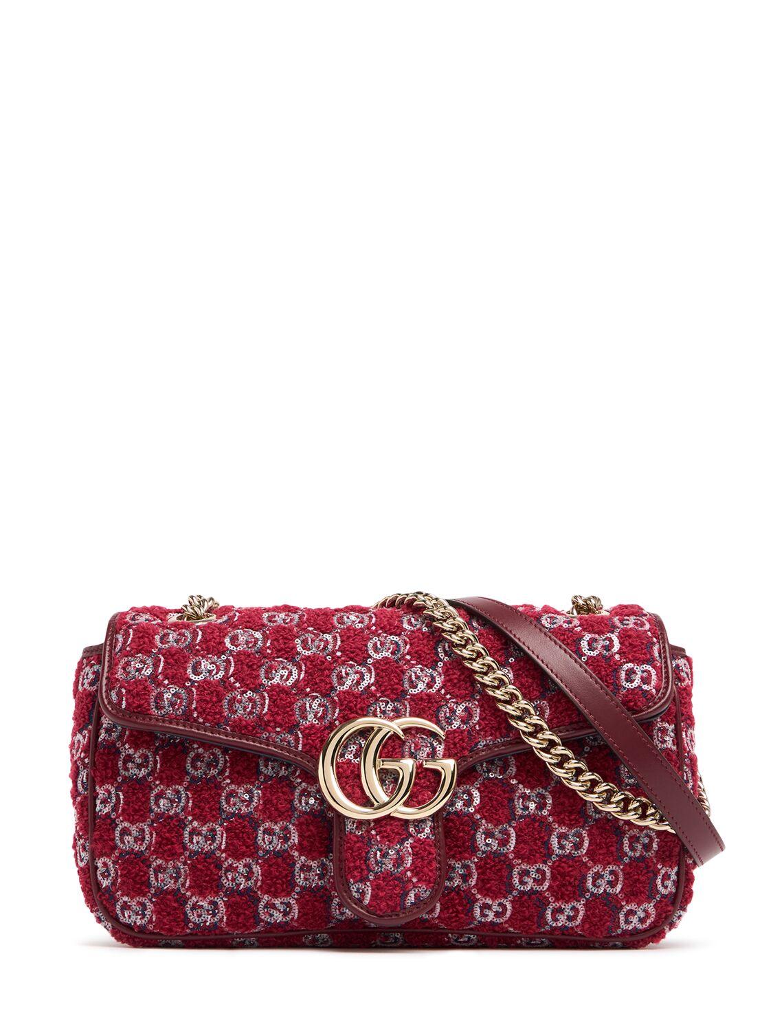 Gucci レディース レッド Small Gg Marmont ヴァージンウールブレンド 