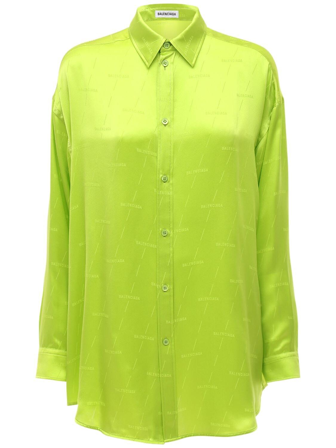 Balenciaga All Over Logo Shirt  Neon Green  Garmentory