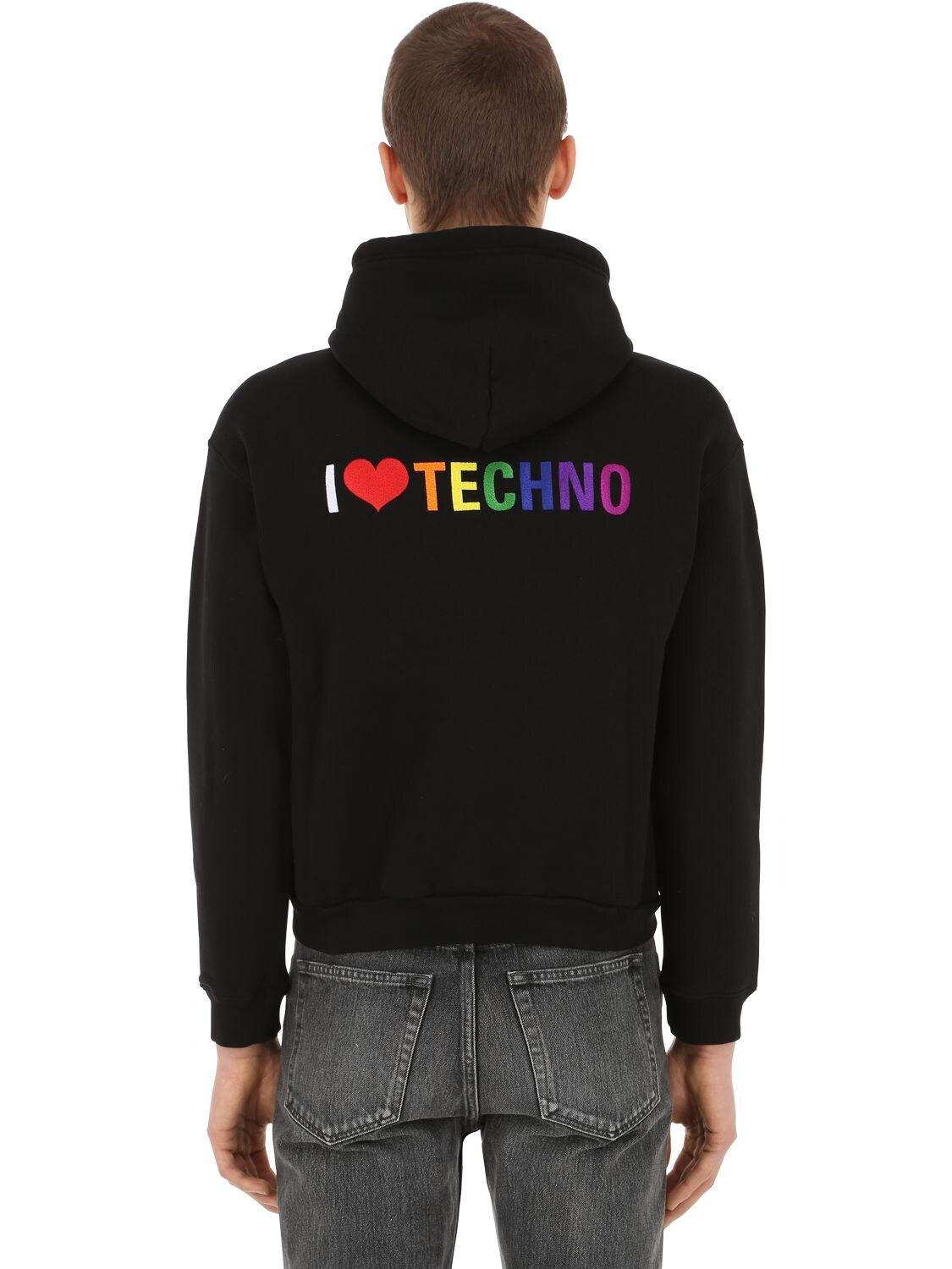 Balenciaga Fleece I Love Techno Zip-up Sweatshirt Hoodie in Black for Men |  Lyst