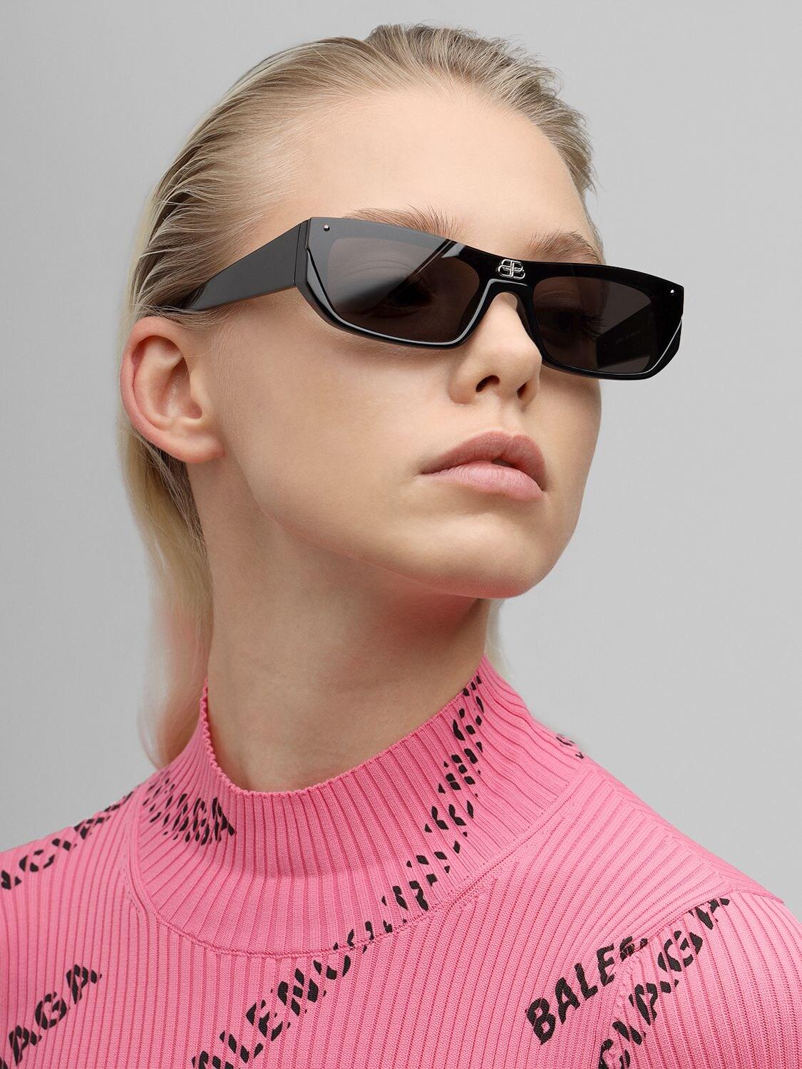 Balenciaga Shield Rectangle-frame Sunglasses in Black | Lyst