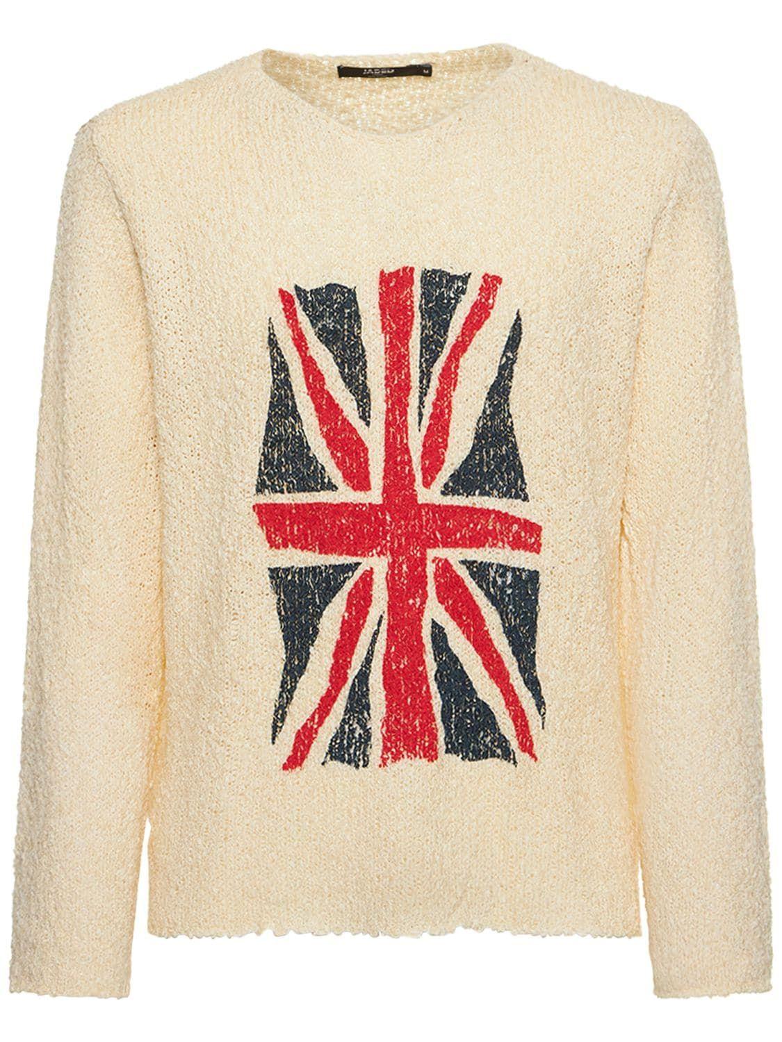 Jaded London Union Jack Jacquard Knit Sweater in White for Men | Lyst