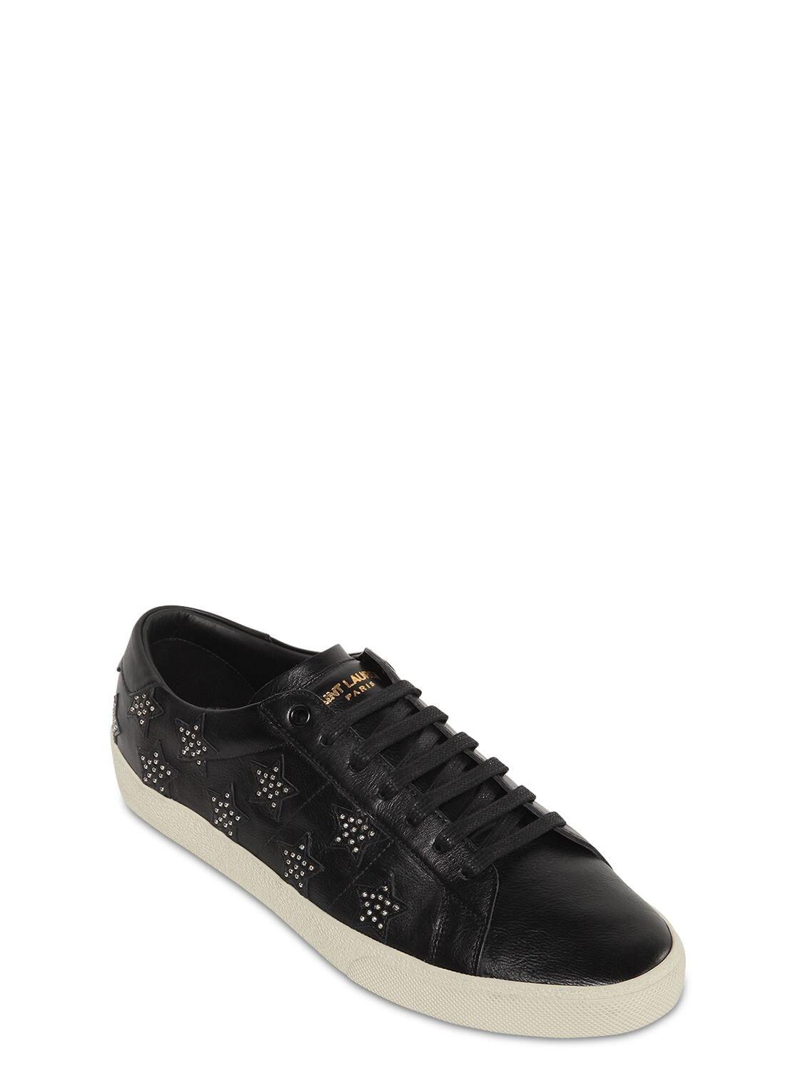 Saint Laurent Leather Sneakers W/studded Stars in Black for Men | Lyst