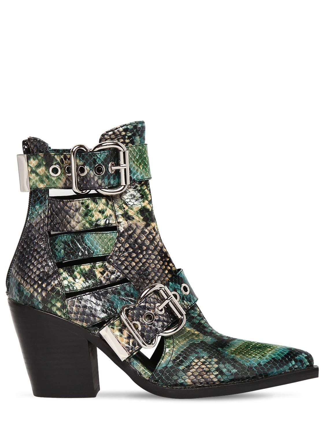 Jeffrey Campbell 75mm Guadalupe Snake Print Leather Boots in Green | Lyst