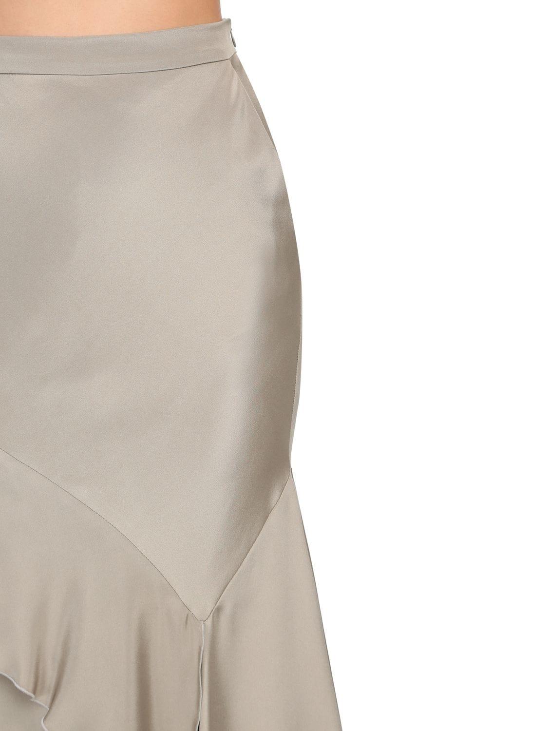 Max Mara Ruffled Silk Crepe De Chine Long Skirt in Natural | Lyst