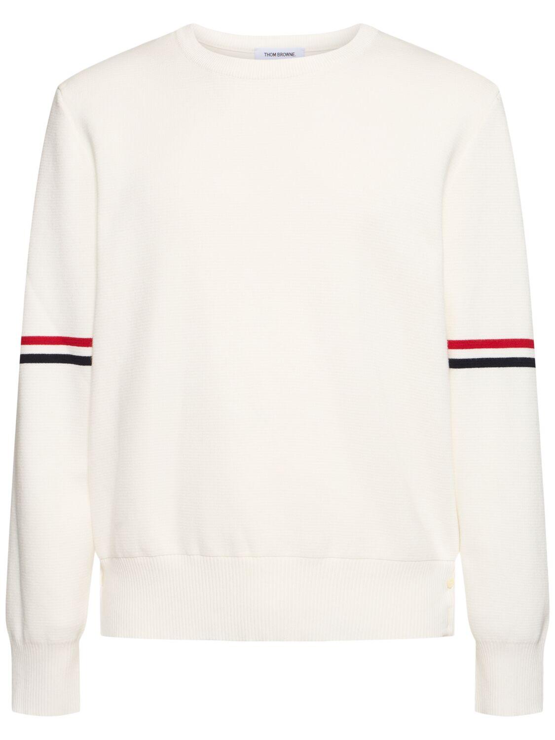 Thom Browne メンズ ホワイト ミラノステッチコットンセーター 