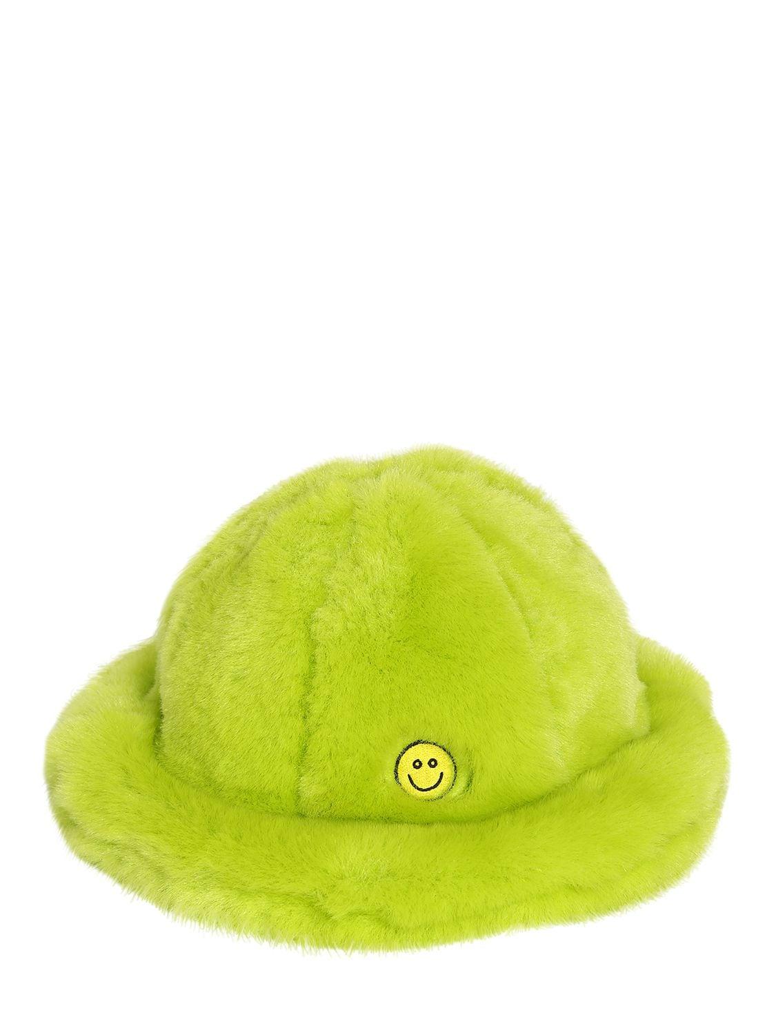 Kirin Smile Faux Fur Hat In Lime Green Green Lyst