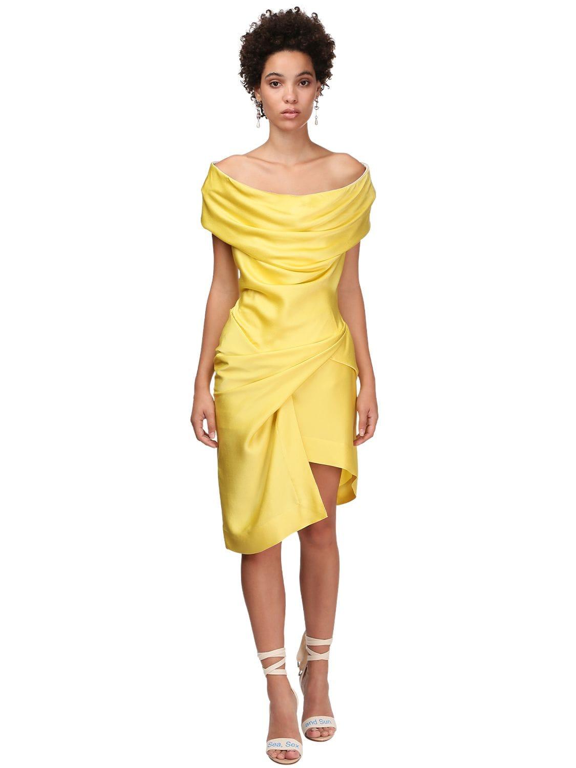Vivienne Westwood Devana Draped Satin Mini Dress in Yellow | Lyst Canada