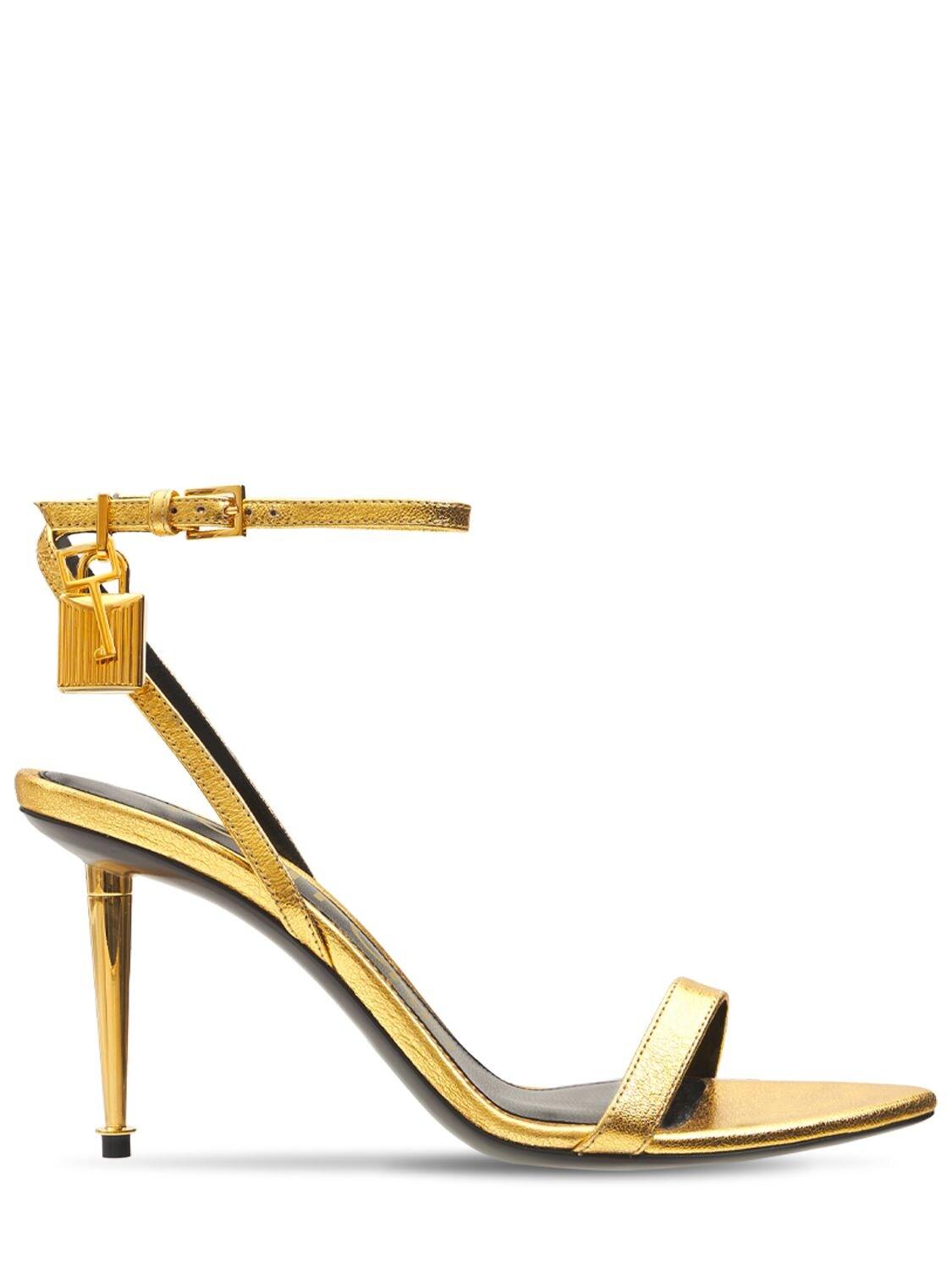 Tom Ford 85mm Padlock Metallic Leather Sandals | Lyst