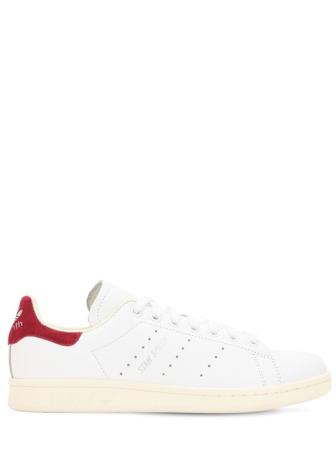 adidas Originals Stan Smith Leather Sneakers in White/Bordeaux (White) -  Lyst