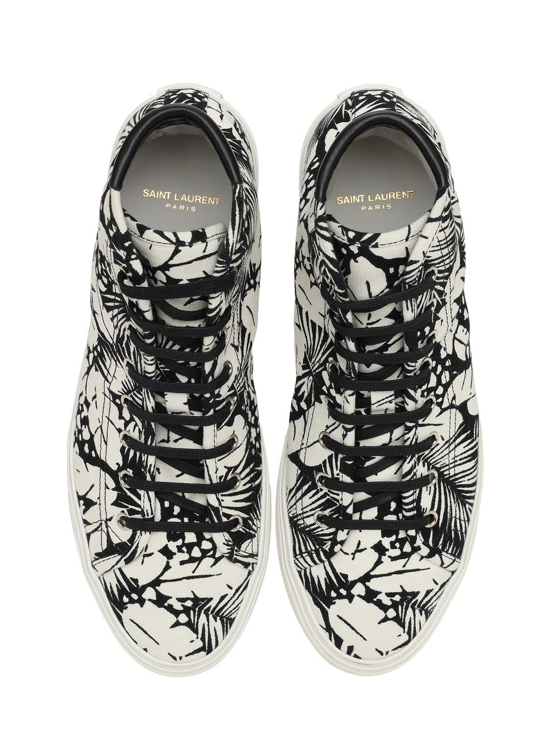 fortvivlelse miljøforkæmper Hr Saint Laurent Palm Print High Top Canvas Sneakers in Black for Men | Lyst