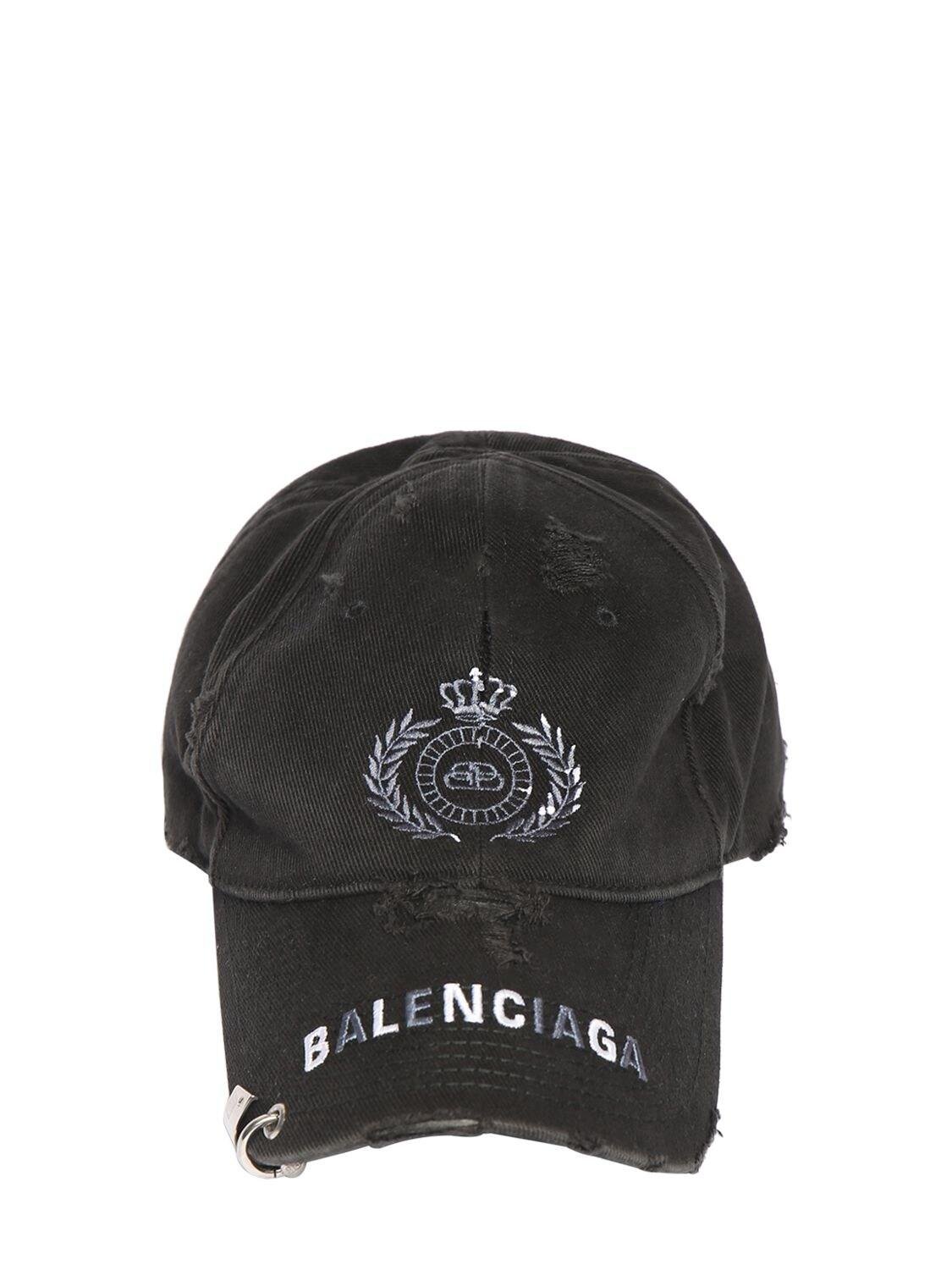 Balenciaga Logo Piercing Cotton Basebal Cap in Black for Men | Lyst