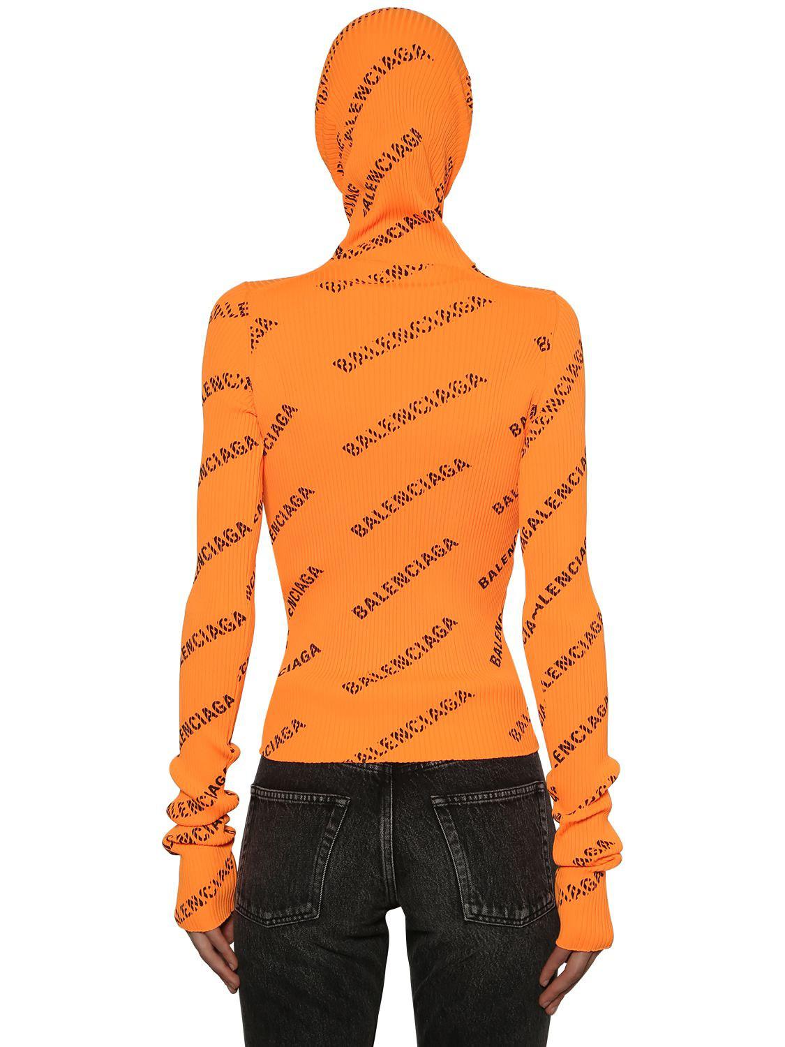 Maglia Collo Alto Con Cappuccio di Balenciaga in Arancione | Lyst
