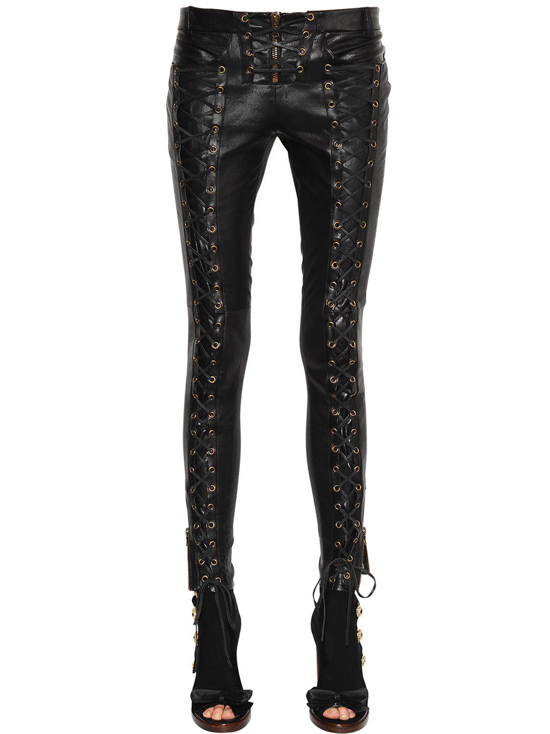 Redemption Lace-up Skinny Leather Pants in Black | Lyst