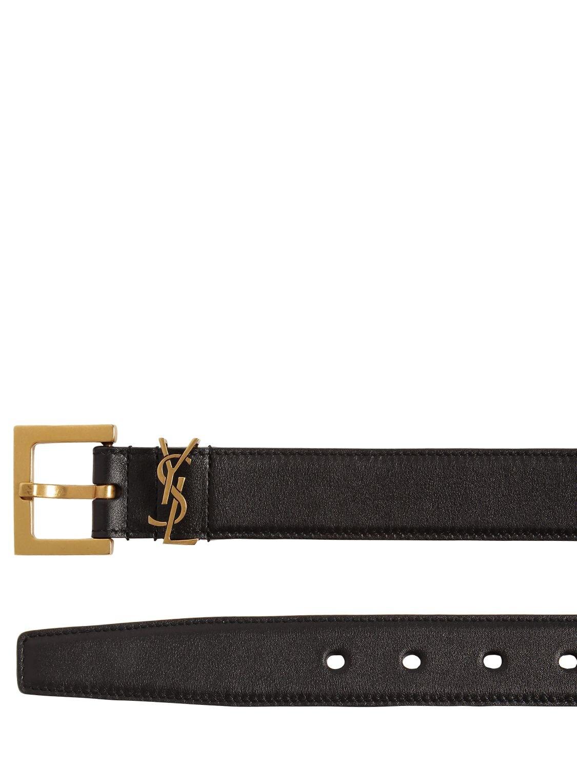 3cm female buckle embossed leather belt - Saint Laurent - Women