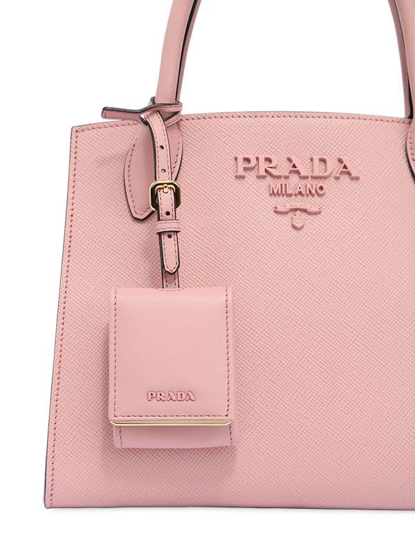 PRADA Monochrome Saffiano Leather Small Tote Bag Dusty Pink
