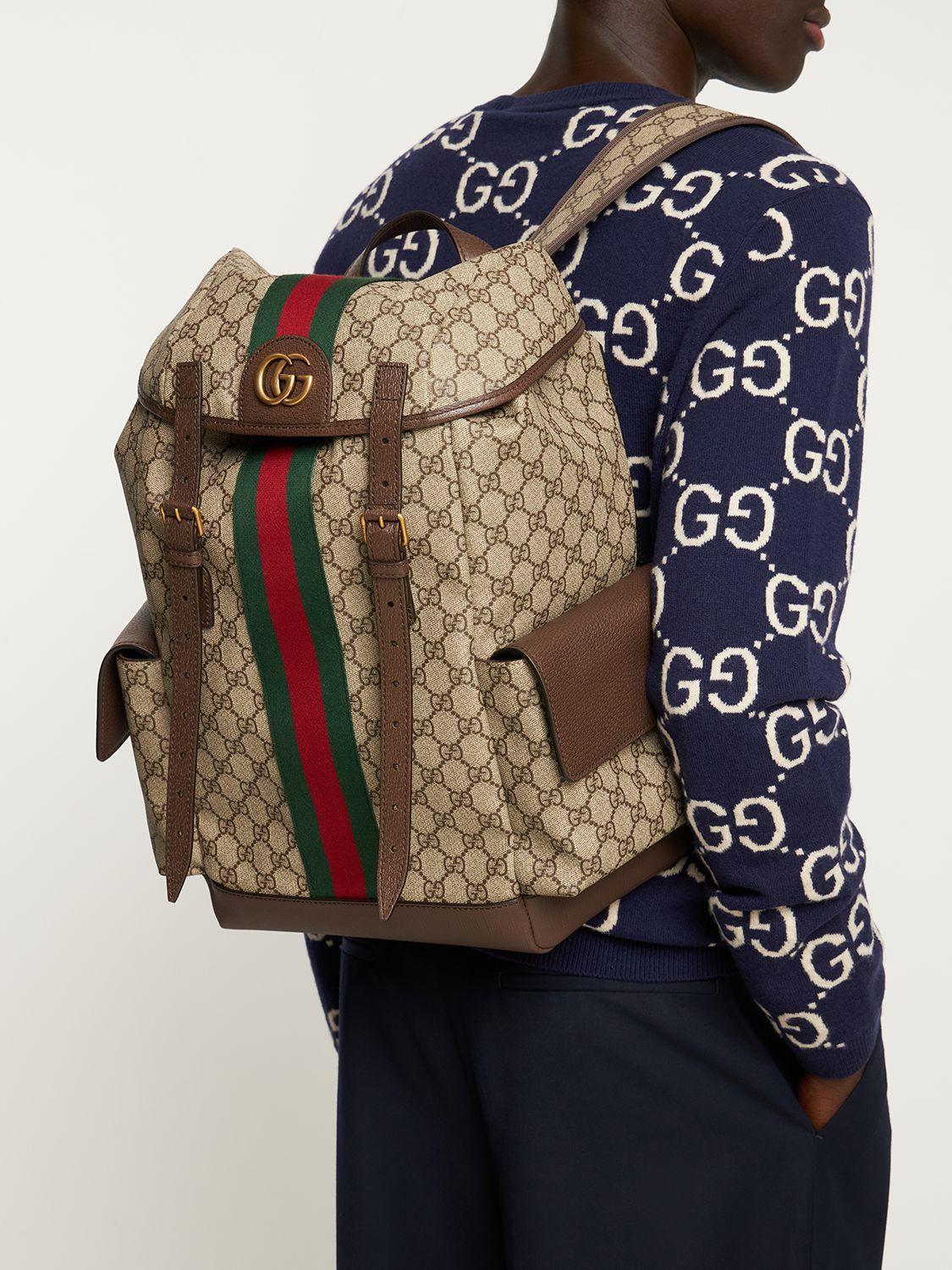 Gucci Ophidia Gg Supreme Coated Backpack in Gray for Men | Lyst