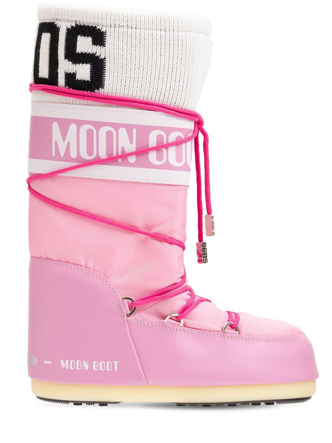 Gcds Classic Icon Moon Boot W/ Knit Band in Pink for Men | Lyst