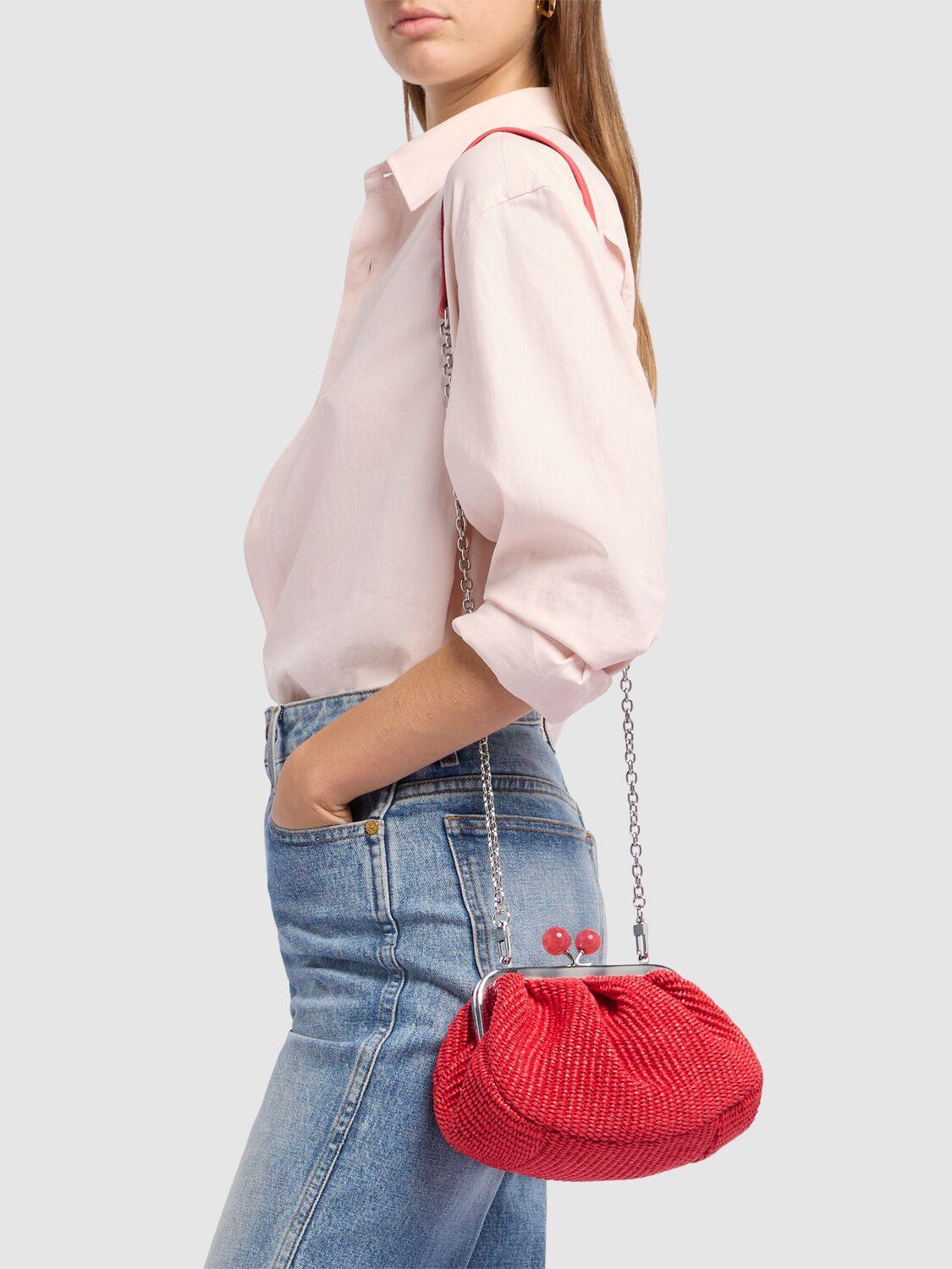 Weekend by Maxmara Palmas Raffia Effect Clutch in Red | Lyst