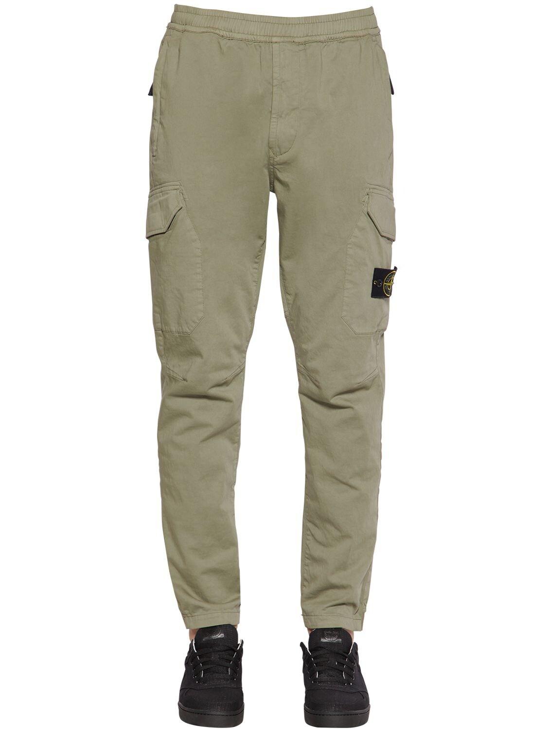 Stone Island Cotton Blend Cargo Jogger Pants in Green for Men - Lyst