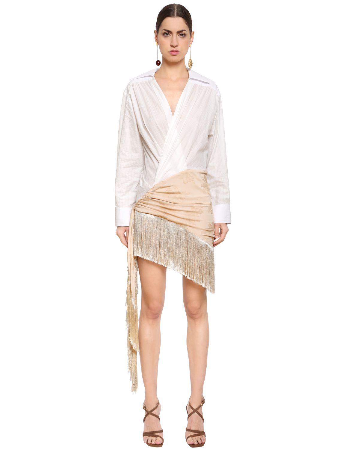 fringe shirt dress