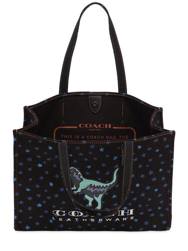 COACH T-rex & Stars Cotton Canvas Tote Bag in Black - Lyst