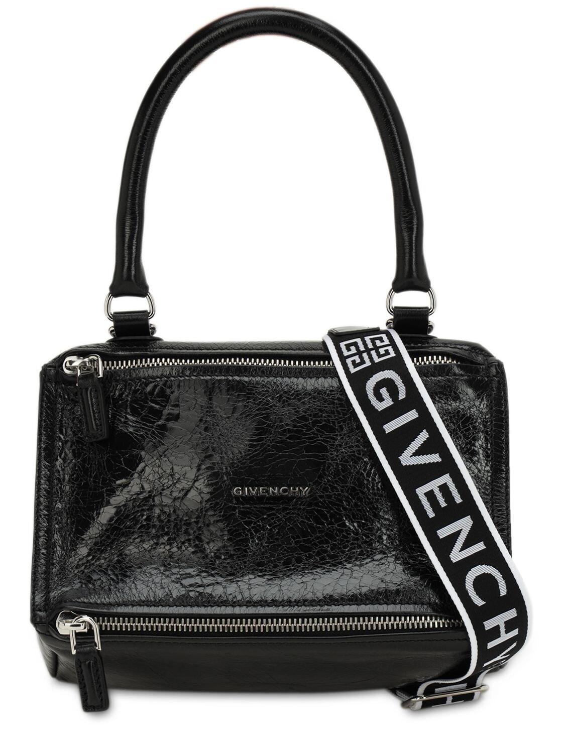 Givenchy Small Pandora 4g Logo Strap Leather Bag in Black | Lyst Givenchy Small Pandora 4g Logo Strap Leather Bag in Black | Lyst