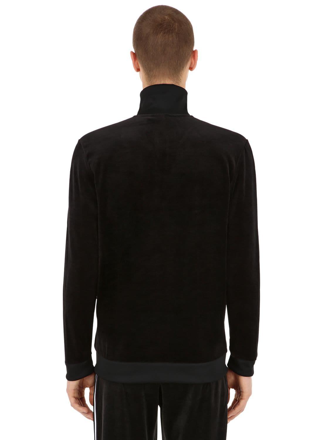 adidas Originals Zip-up Cotton Blend Velour Track Jacket in Black for