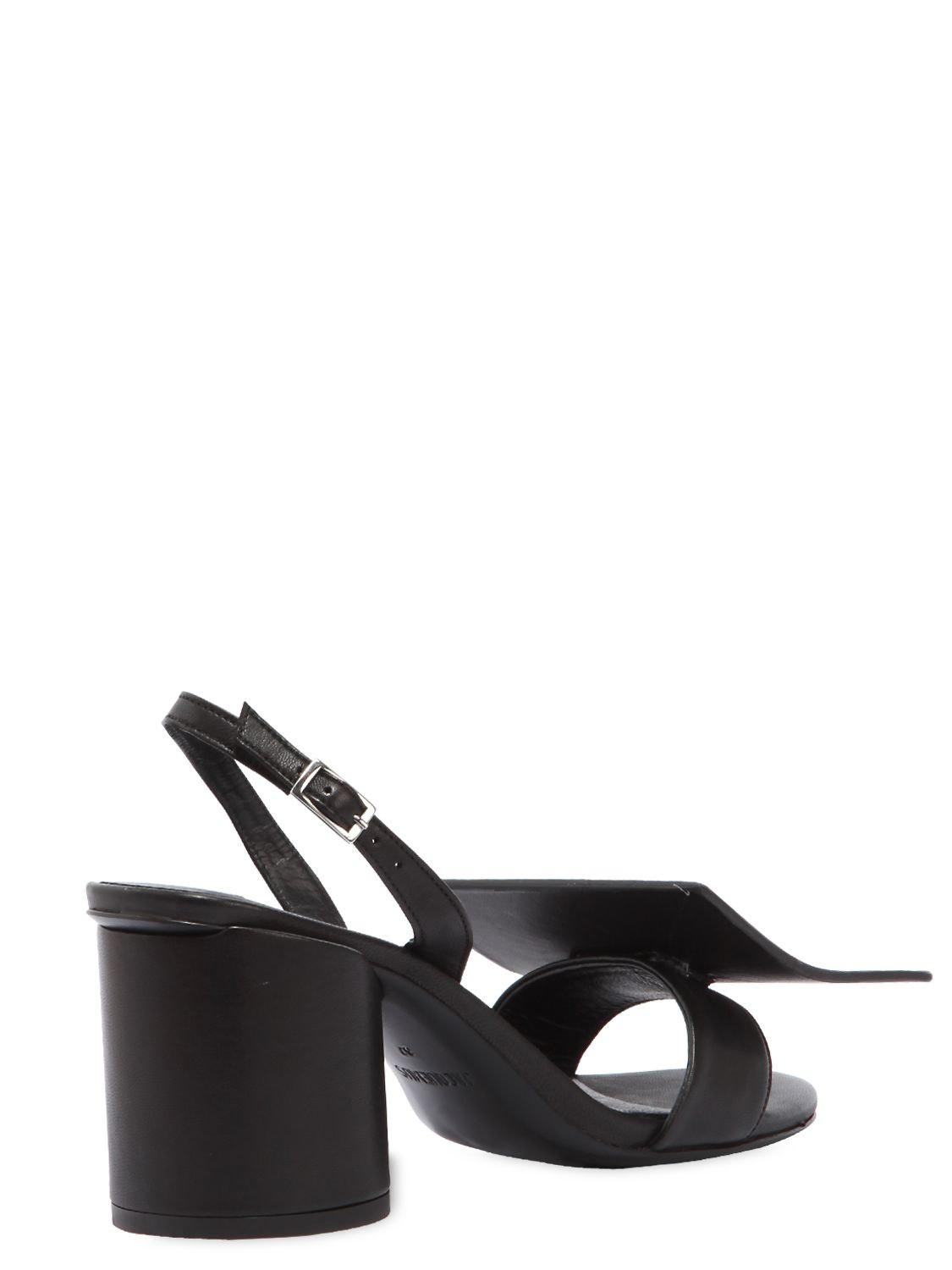 Jacquemus 90mm Square Circle Leather Sandals in Black | Lyst