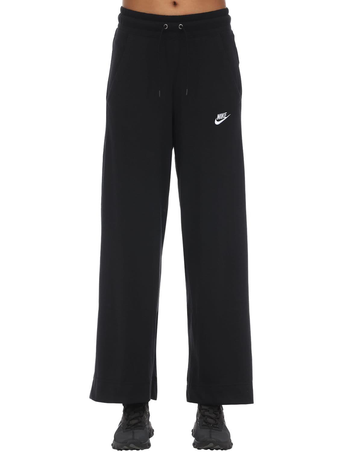 black drawstring jersey wide leg jogger