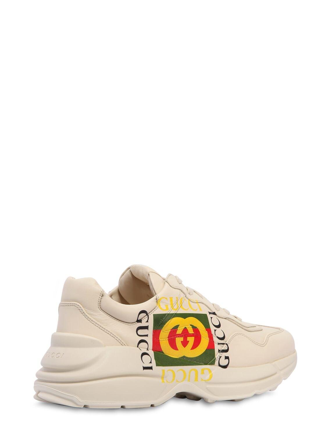 Gucci Mens White Rhyton Gg Leather Running Trainers for Men | Lyst Canada