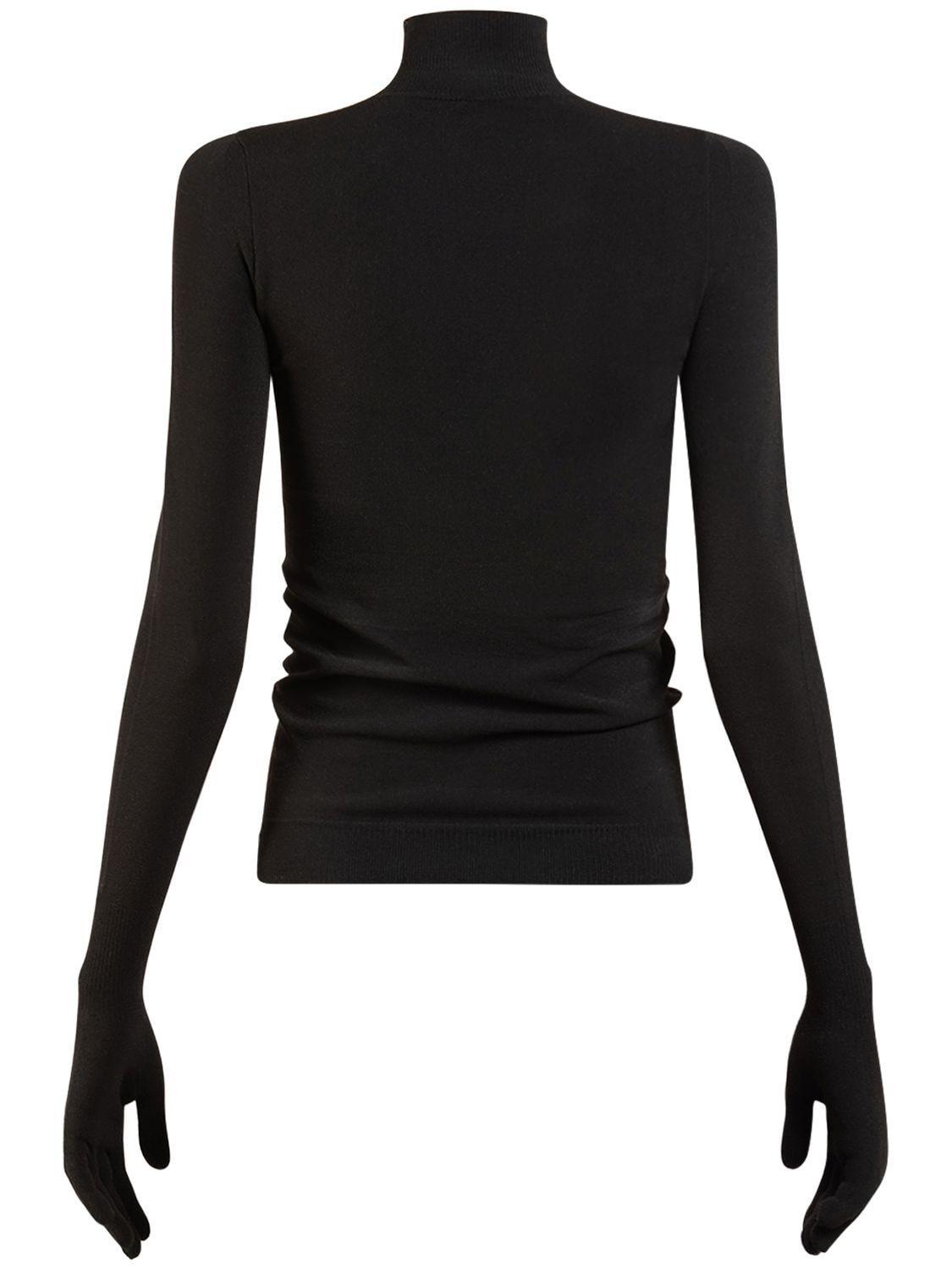 brevpapir blanding markør Balenciaga Nylon Blend Sweater W/ Gloves in Black | Lyst