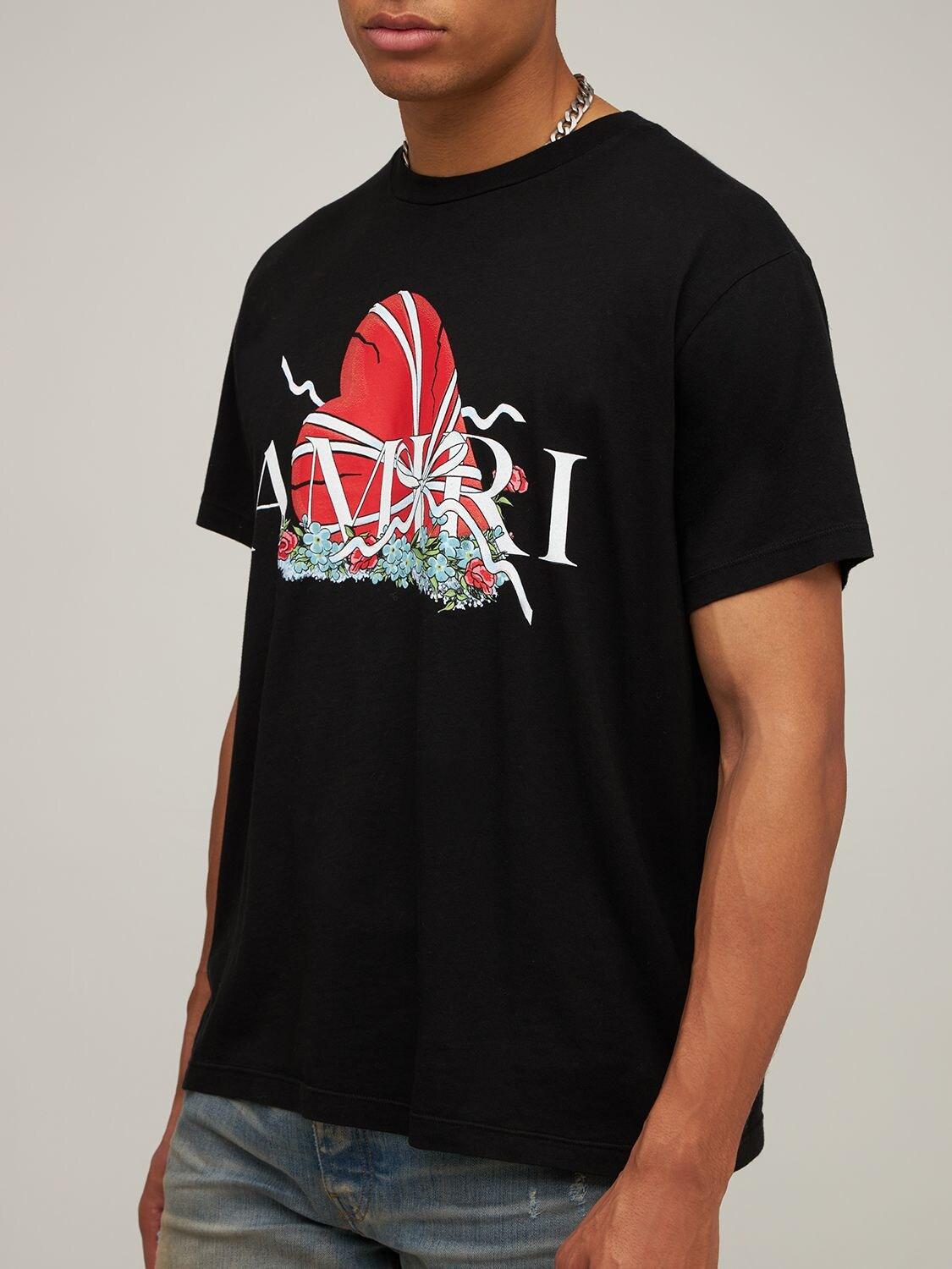 Amiri Logo Broken Heart Print Jersey T-shirt in Black for Men | Lyst