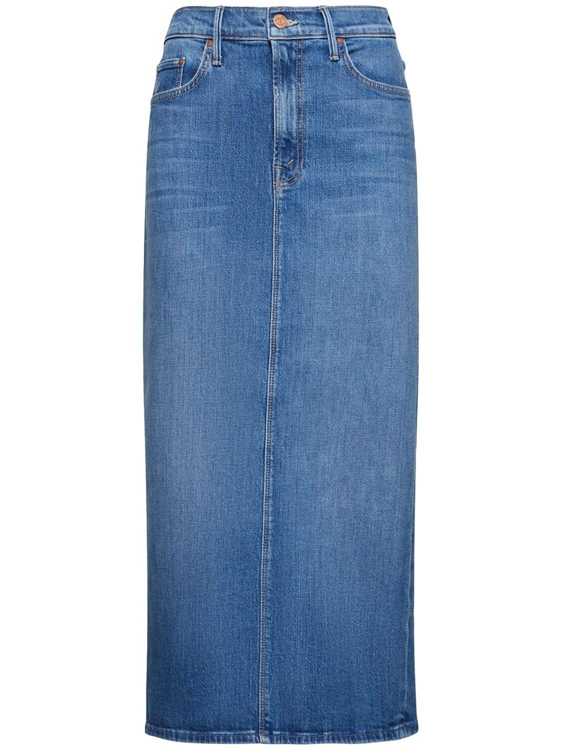 Mother The Pusher Denim Midi Pencil Skirt in Blue | Lyst