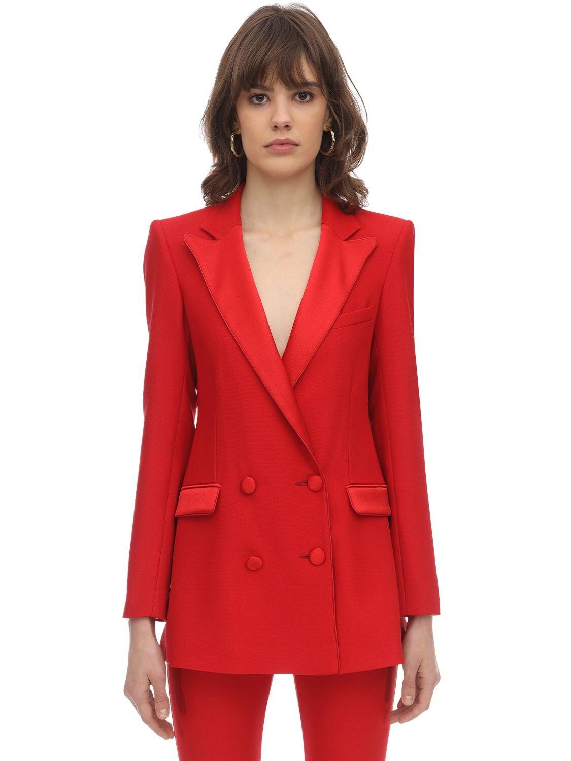 Hebe Studio Synthetic Bianca Viscose Blend Cady & Satin Blazer in Red ...