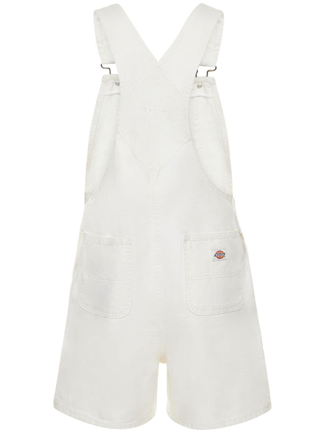 Dickies Duck Classic Canvas Short Overalls in White | Lyst